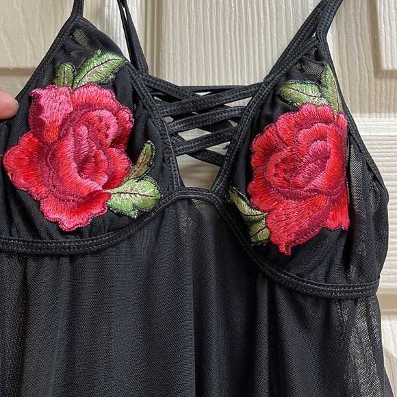 Baby Doll Embroided Cup 2 pc. Lingerie Set - Picture 9 of 14